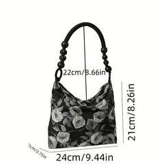 Floral Embroidered Hobo Bag Vintage Canvas Shoulder Bag Women's Casual Handbag
