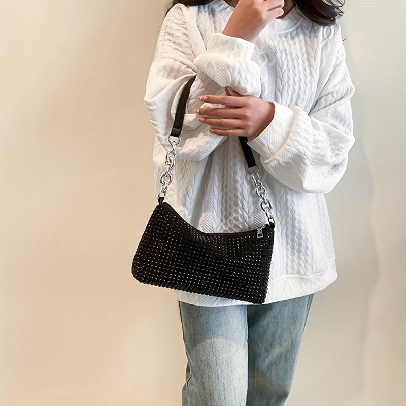 Rhinestone Shoulder Bag Chain Hobo Glitter Handbag Purse Wedding Party