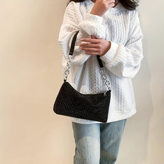 Rhinestone Shoulder Bag Chain Hobo Glitter Handbag Purse Wedding Party