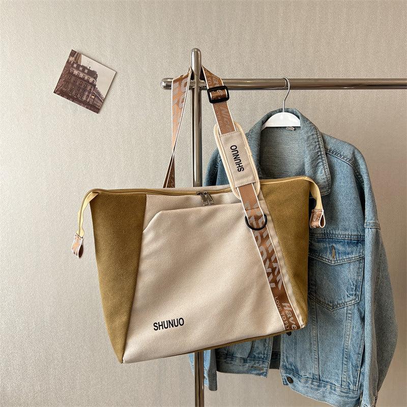 Casual Canvas Shoulder Bag Large Capacity Tote Bag Minimalist School Storage Bag