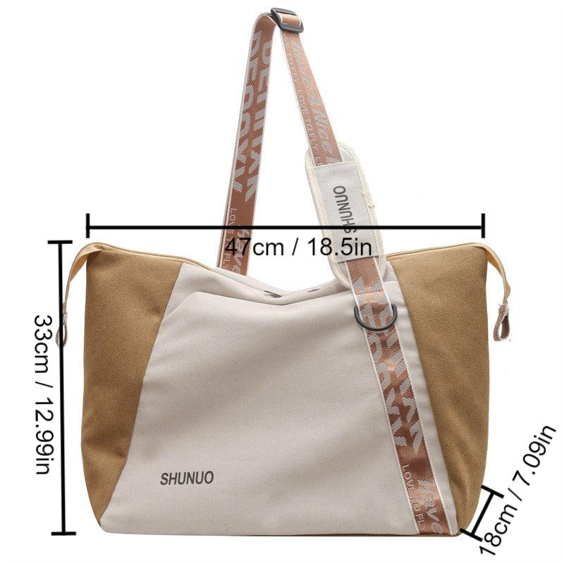 Casual Canvas Shoulder Bag Large Capacity Tote Bag Minimalist School Storage Bag