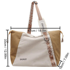 Casual Canvas Shoulder Bag Large Capacity Tote Bag Minimalist School Storage Bag