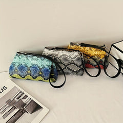 Colorful Snakeskin Pattern Shoulder Bag Underarm Purse