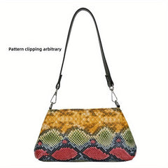 Colorful Snakeskin Pattern Shoulder Bag Underarm Purse