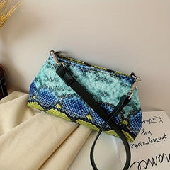 Colorful Snakeskin Pattern Shoulder Bag Underarm Purse