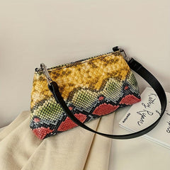 Colorful Snakeskin Pattern Shoulder Bag Underarm Purse