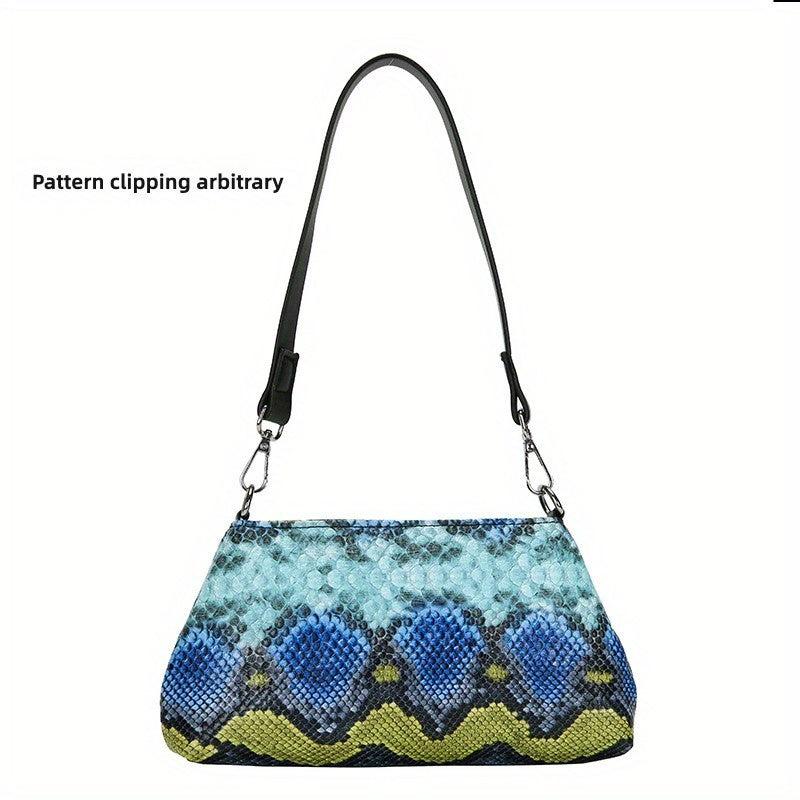 Colorful Snakeskin Pattern Shoulder Bag Underarm Purse