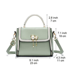 Metal Decor Crossbody Bag Faux Leather Flap Purse
