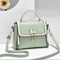 Metal Decor Crossbody Bag Faux Leather Flap Purse