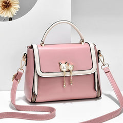 Metal Decor Crossbody Bag Faux Leather Flap Purse