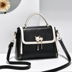 Metal Decor Crossbody Bag Faux Leather Flap Purse