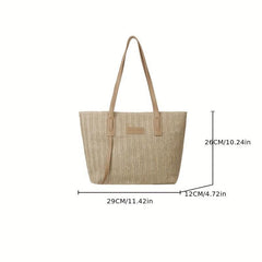 Summer Star Woven Tote Bag Boho Style Shoulder Bag Large Capacity Handbag