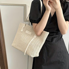 Summer Star Woven Tote Bag Boho Style Shoulder Bag Large Capacity Handbag