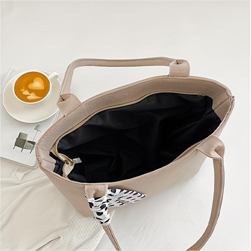 Minimalist Scarf Decor Tote Bag Large Capacity Shoulder Bag