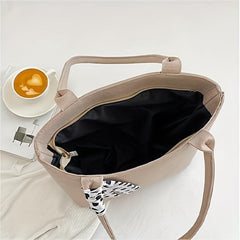 Minimalist Scarf Decor Tote Bag Large Capacity Shoulder Bag