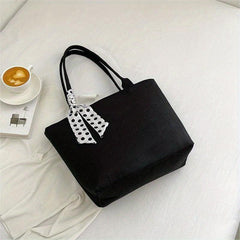 Minimalist Scarf Decor Tote Bag Large Capacity Shoulder Bag