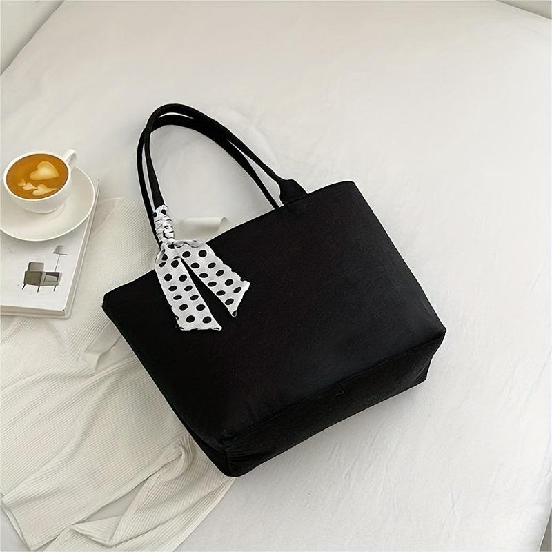Minimalist Scarf Decor Tote Bag Large Capacity Shoulder Bag