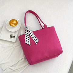 Minimalist Scarf Decor Tote Bag Large Capacity Shoulder Bag