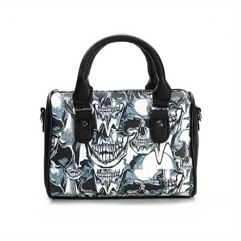 Skull Print Crossbody Bag Gothic Punk Handbag for Halloween