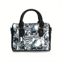 Skull Print Crossbody Bag Gothic Punk Handbag for Halloween