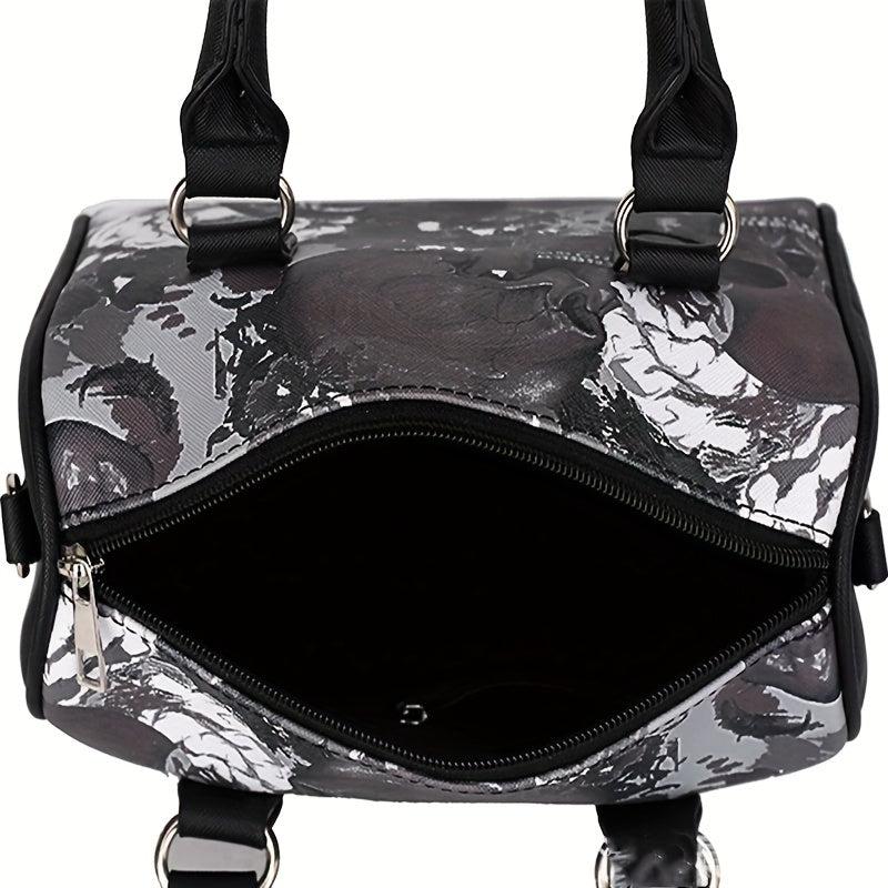 Skull Print Crossbody Bag Gothic Punk Handbag for Halloween
