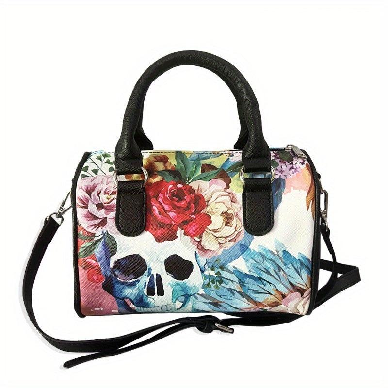 Skull Print Crossbody Bag Gothic Punk Handbag for Halloween