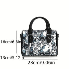 Skull Print Crossbody Bag Gothic Punk Handbag for Halloween