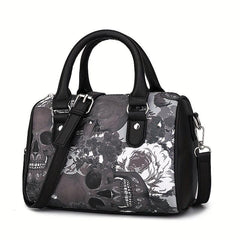 Skull Print Crossbody Bag Gothic Punk Handbag for Halloween