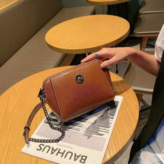 Vintage Leather Crossbody Chain Shoulder Bag for Women