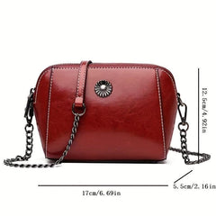 Vintage Leather Crossbody Chain Shoulder Bag for Women
