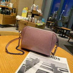 Vintage Leather Crossbody Chain Shoulder Bag for Women