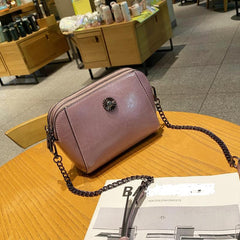 Vintage Leather Crossbody Chain Shoulder Bag for Women
