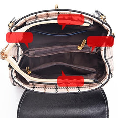Plaid Pattern Square Bag Shoulder Bag Colorblock Satchel With Pendant