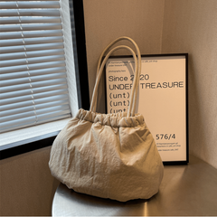 Minimalist Solid Shoulder Bag Ruched Storage Bag for Work
