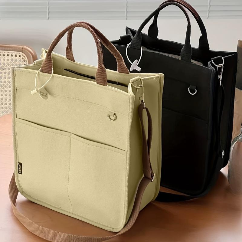 Canvas Tote Bag Crossbody Handbag With Pockets