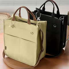 Canvas Tote Bag Crossbody Handbag With Pockets