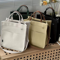 Canvas Tote Bag Crossbody Handbag With Pockets