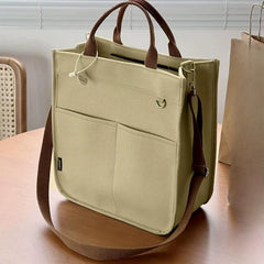 Canvas Tote Bag Crossbody Handbag With Pockets