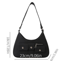 Retro Crescent Shoulder Bag Punk Y2K Underarm Hobo Bag Women's Handbag