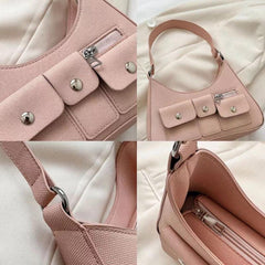 Retro Crescent Shoulder Bag Punk Y2K Underarm Hobo Bag Women's Handbag