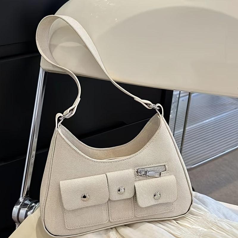 Retro Crescent Shoulder Bag Punk Y2K Underarm Hobo Bag Women's Handbag