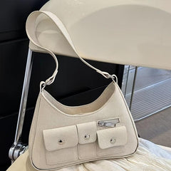 Retro Crescent Shoulder Bag Punk Y2K Underarm Hobo Bag Women's Handbag