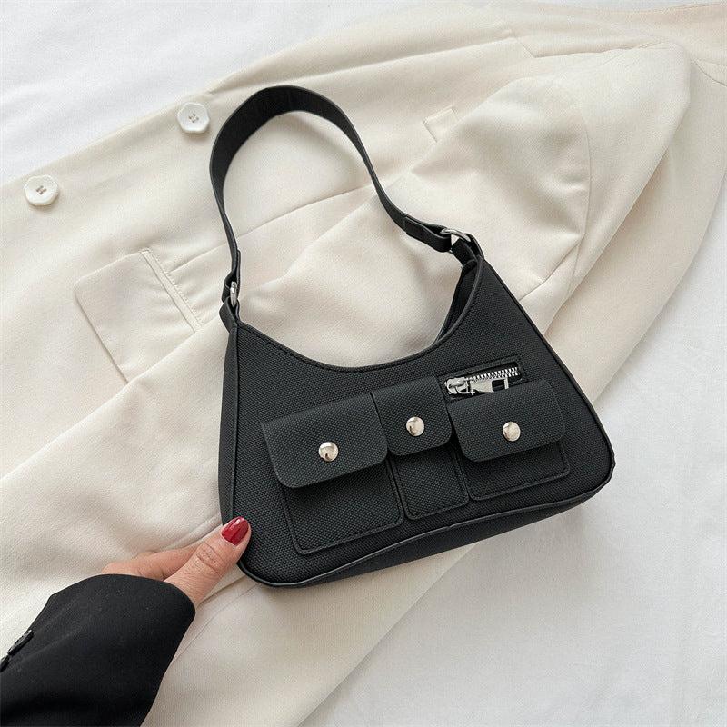 Retro Crescent Shoulder Bag Punk Y2K Underarm Hobo Bag Women's Handbag