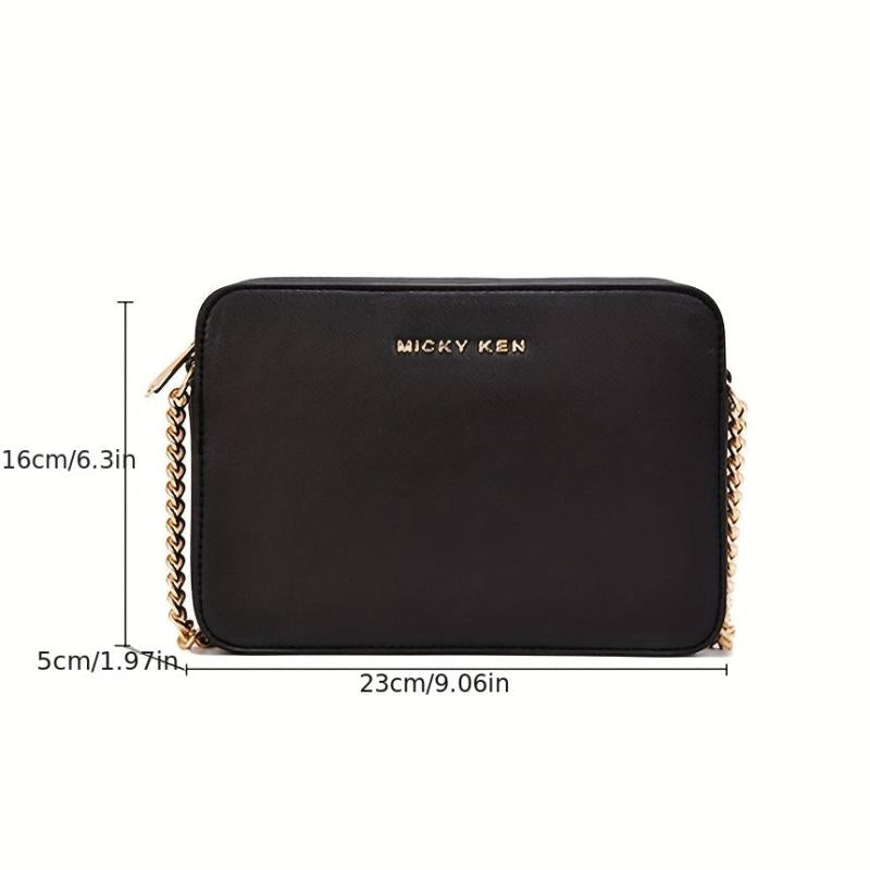 Chain Crossbody Bag Letter Decor Square Purse Small Shoulder Bag