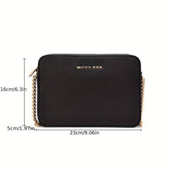 Chain Crossbody Bag Letter Decor Square Purse Small Shoulder Bag
