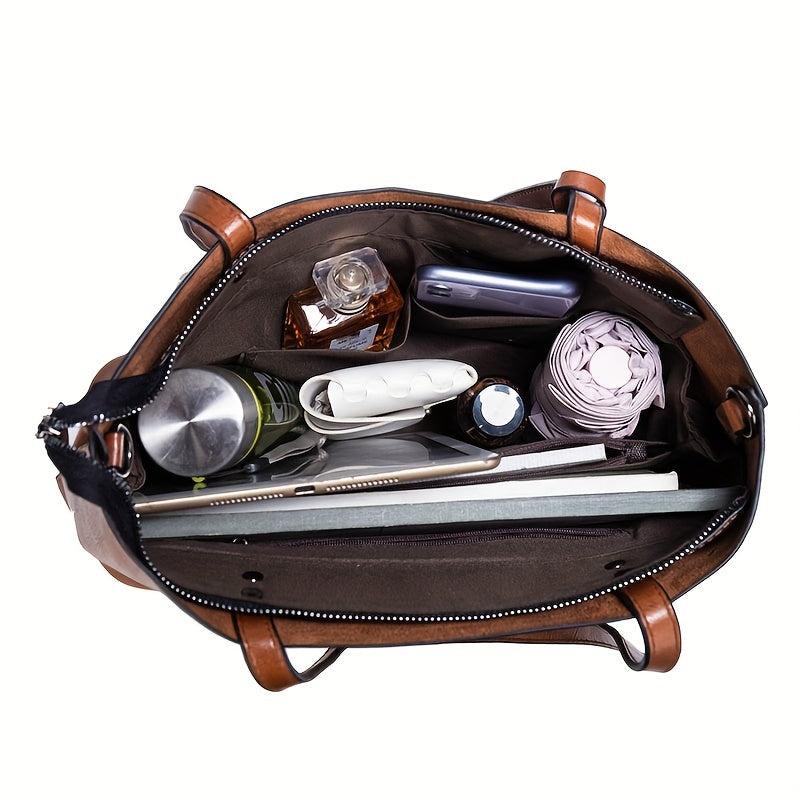 Vintage Large Capacity Tote Bag Retro Top Handle Satchel Bag Women's Handbag
