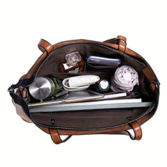 Vintage Large Capacity Tote Bag Retro Top Handle Satchel Bag Women's Handbag