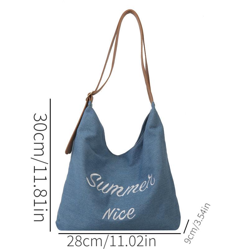 Vintage Large Capacity Canvas Tote Bag - Y2K Retro Hobo Handbag