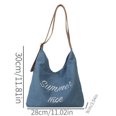 Vintage Large Capacity Canvas Tote Bag - Y2K Retro Hobo Handbag