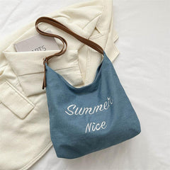 Vintage Large Capacity Canvas Tote Bag - Y2K Retro Hobo Handbag